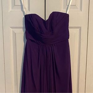 DAVIDS BRIDAL bridesmaid dress Deep purple chiffon gown
